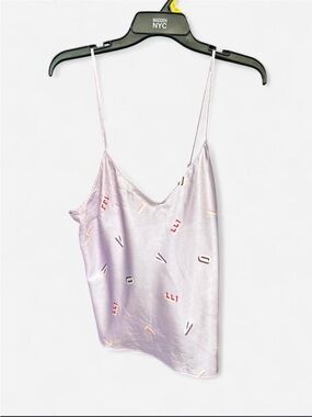 Victoria's Secret Lavender Satin Camisole with Multicolor Lettering